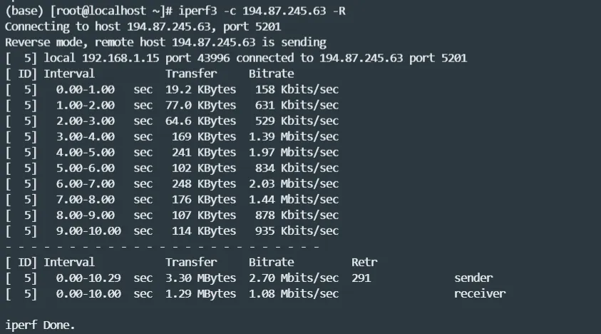 iperf3 测试截图