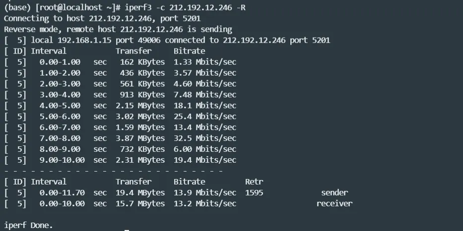 iperf3 测试截图