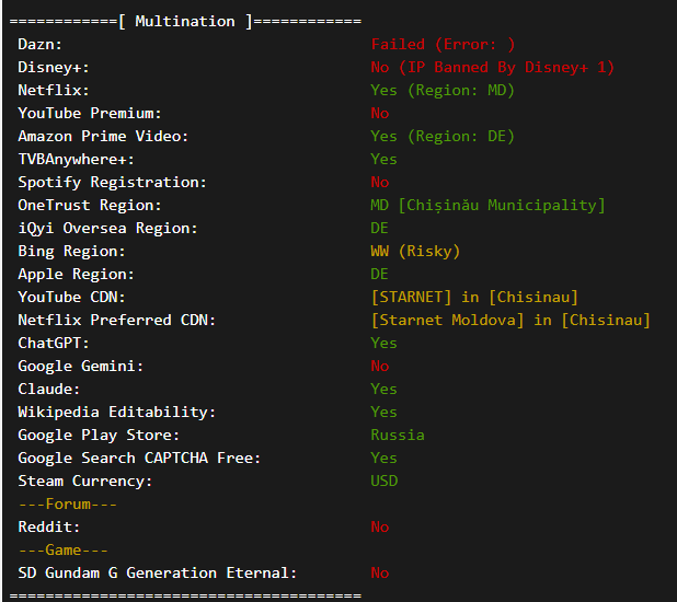 流媒体解锁测试截图
