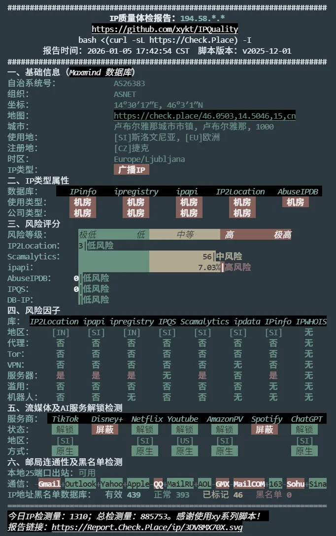 IP 质量体检报告截图