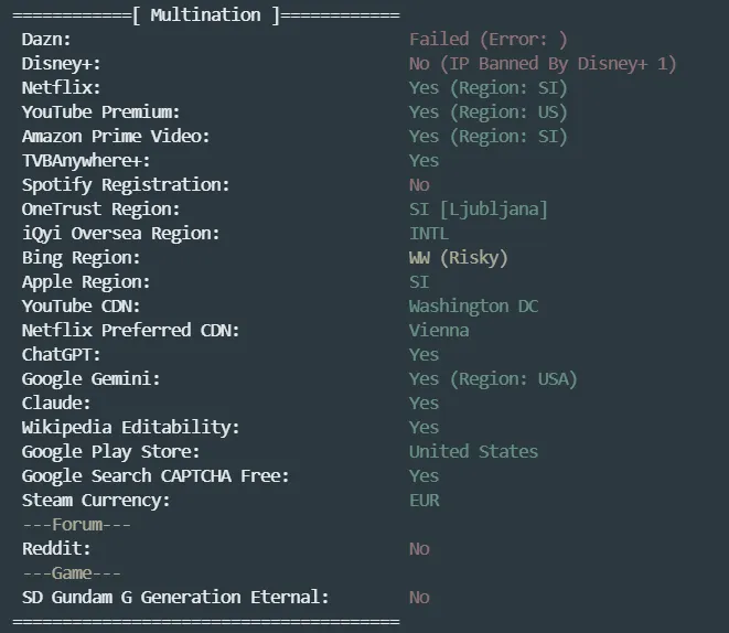 流媒体解锁测试截图
