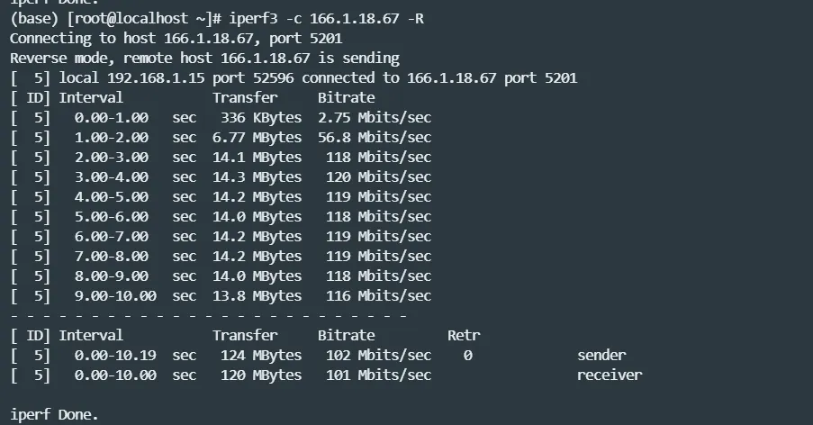 iperf3 测试截图