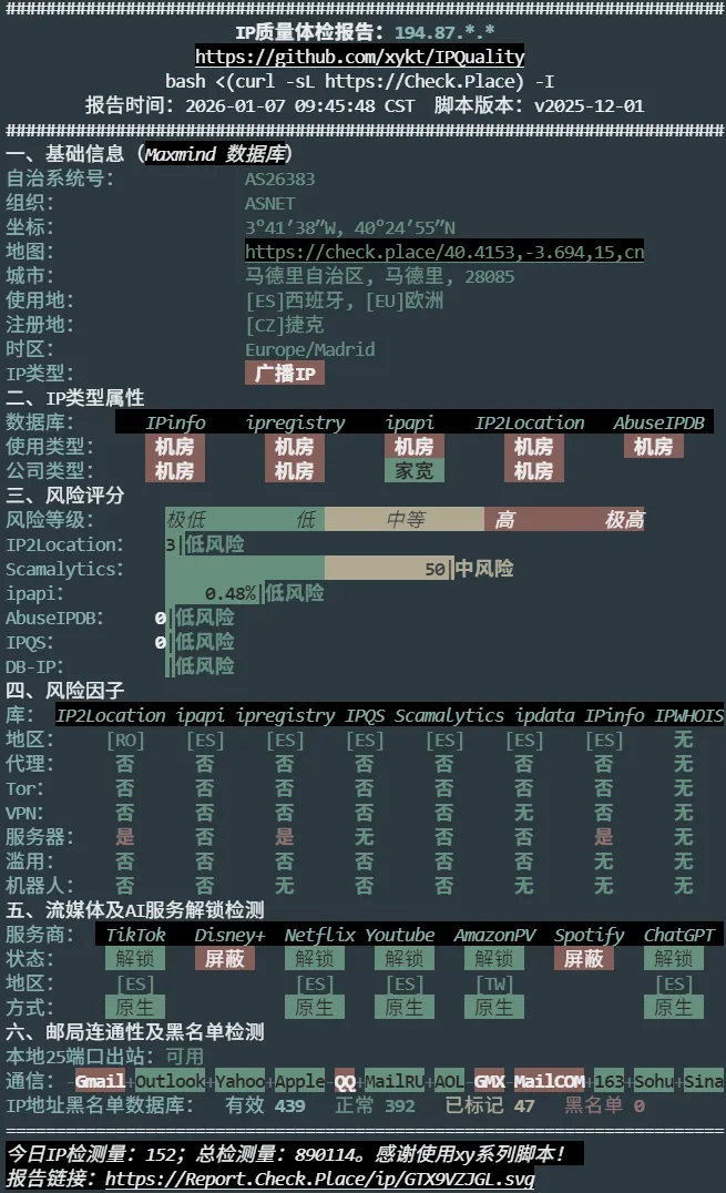 IP 质量测试截图