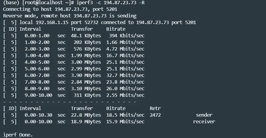 iperf3 测试截图