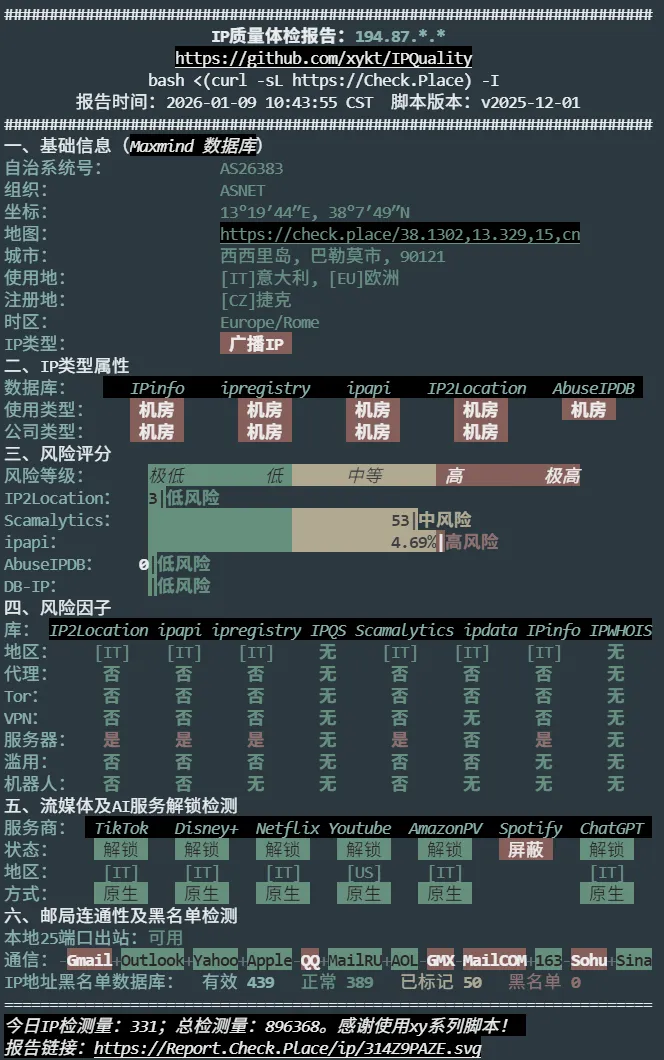 IP 质量测试截图