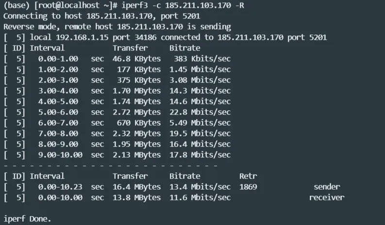 iperf3 测试截图