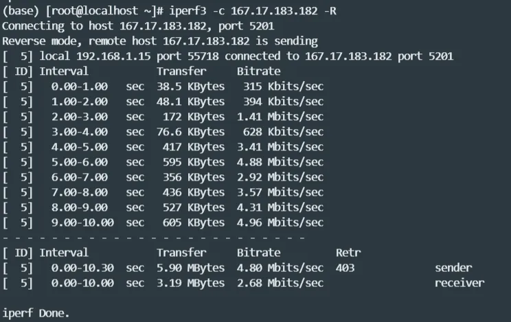 iperf3 测速截图