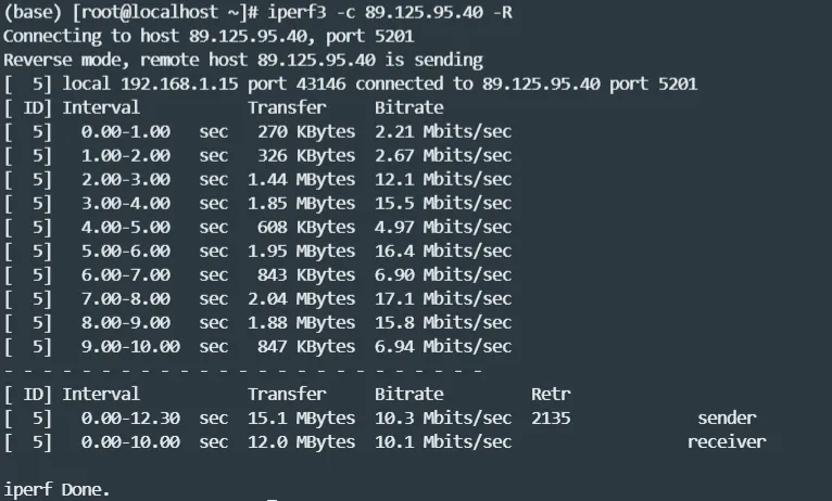 iperf3 测试截图